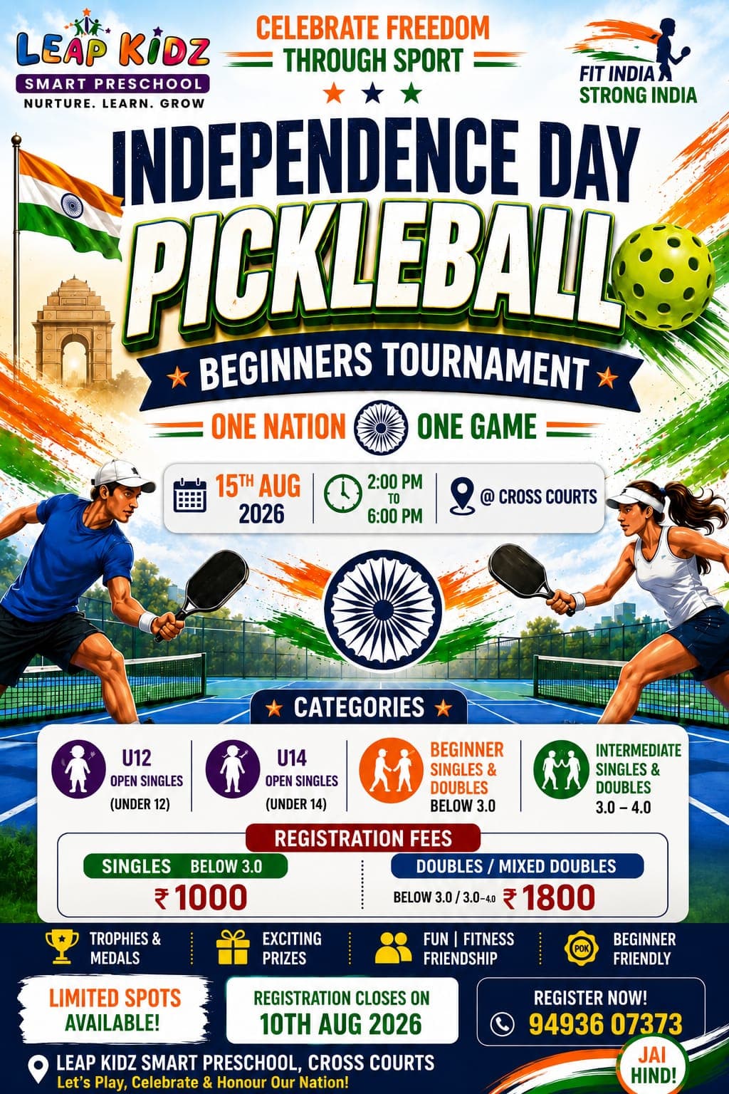 LEAP KIDZ INDEPENDENCE DAY PICKLE BALL Open 2026 poster